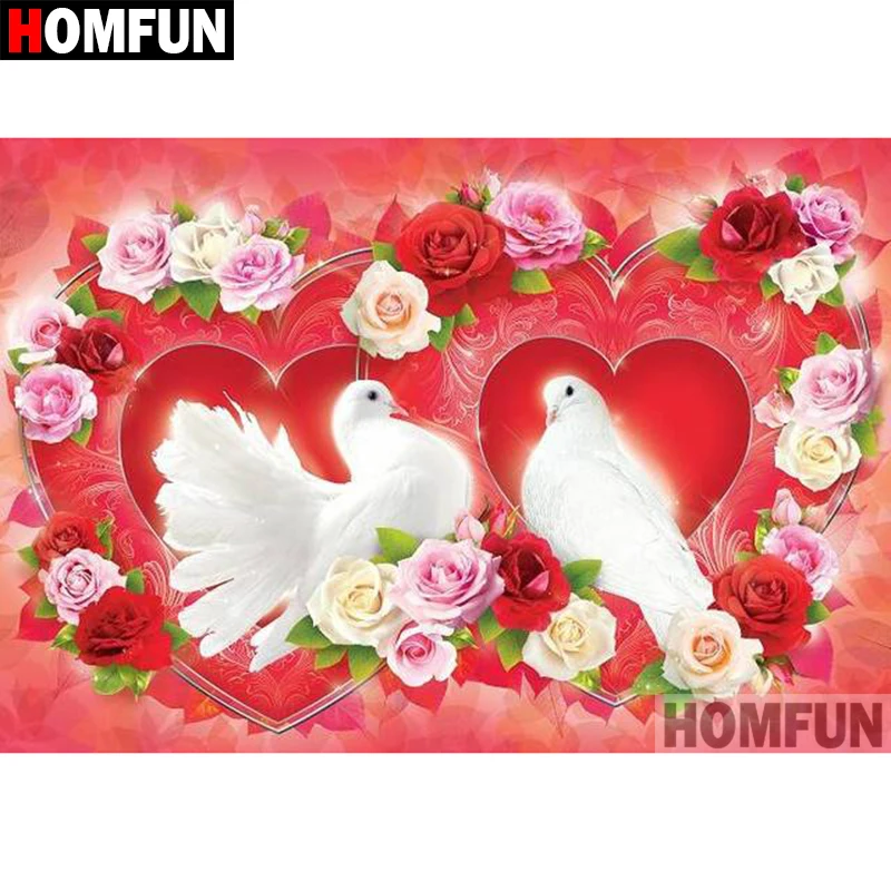 

HOMFUN 5D DIY Diamond Painting Full Square/Round Drill "Flower pigeon" Embroidery Cross Stitch gift Home Decor Gift A08389