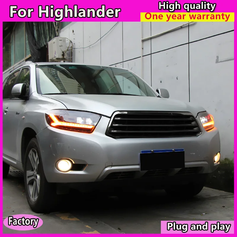 Car Styling for Toyota Highlander LED Headlights 2009-2011 Kluger LED Headlight DRL Hid Head Lamp Angel Eye Bi Xenon Accessories