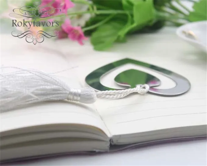 Бесплатная доставка 50 шт./лот! Закладки в виде сердца с шелковыми кисточками для