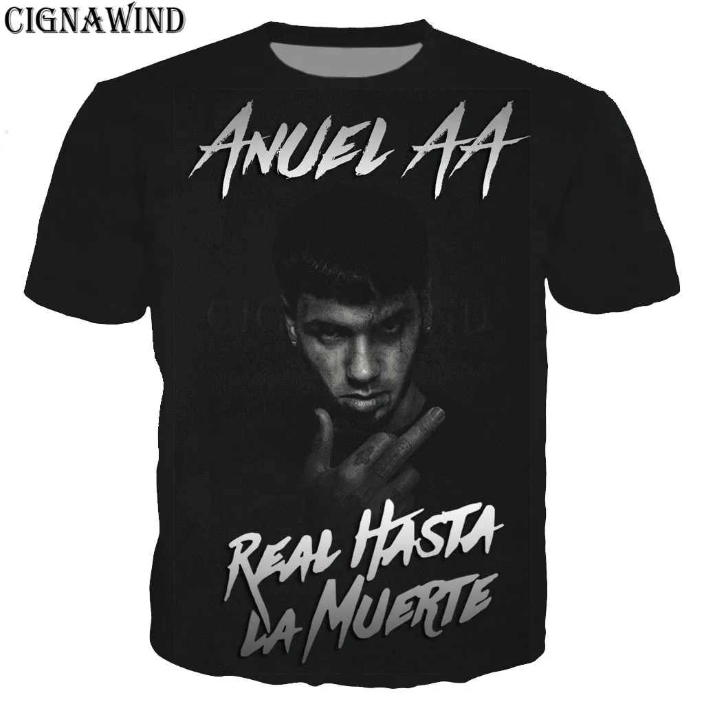 08 Модная классная черная свободная футболка ANUEL AA для мужчин/женщин футболки с 3D-принтом короткий рукав Харадзюку стиль футболка уличная топы - Цвет: 08