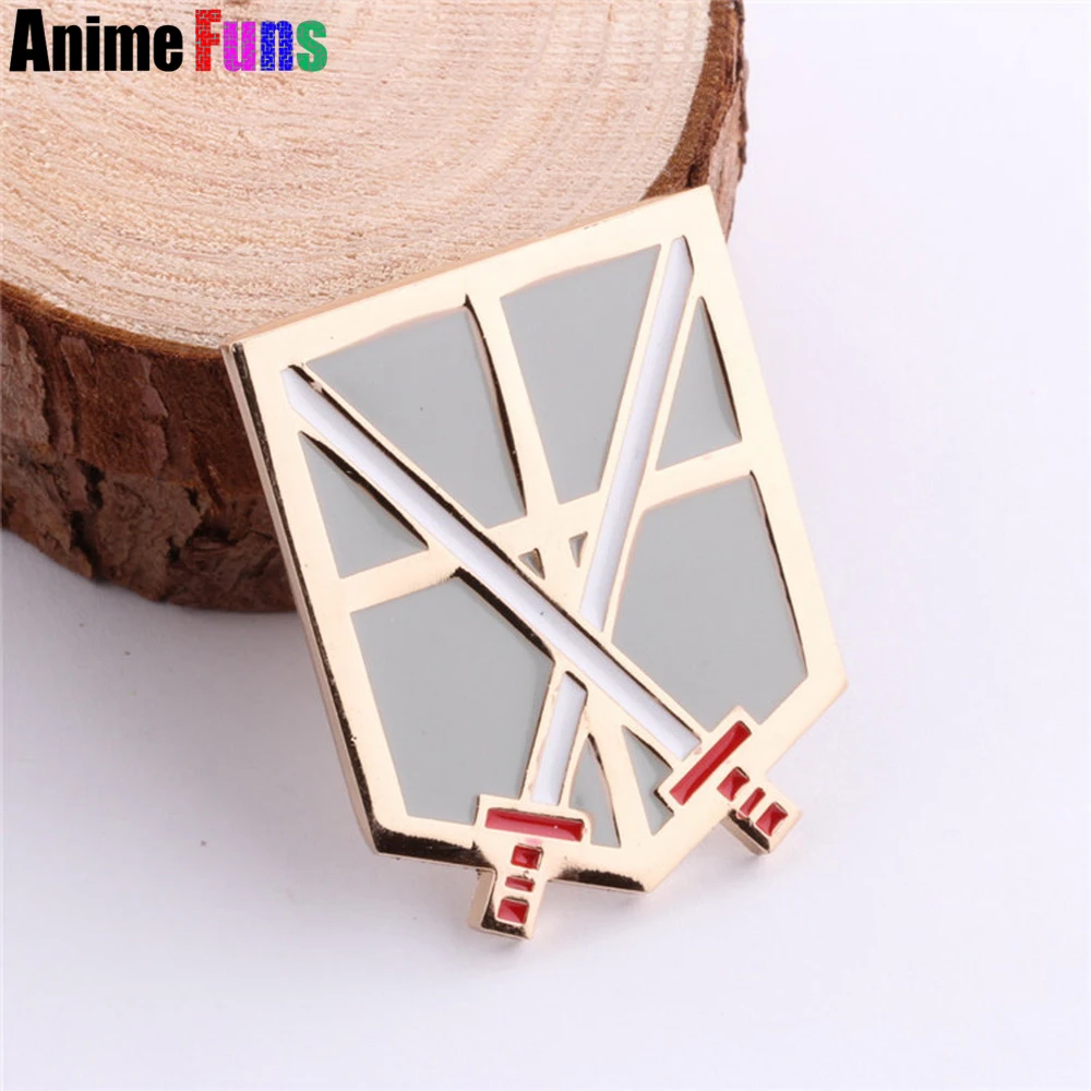 Аниме атака на Титанов значок съемочный корпус логотип школьная сумка Брошь