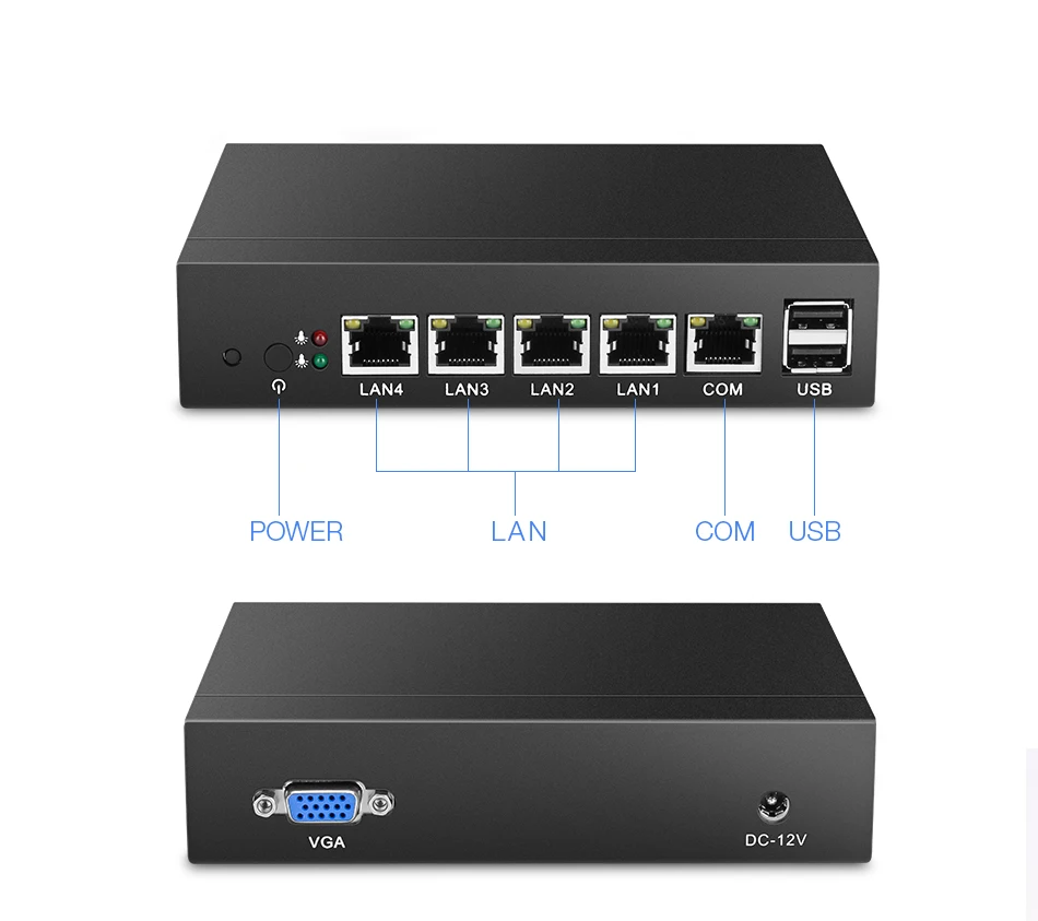 Мини ПК 4-гигабитный Ethernet LAN Celeron J1900 Pfsense Ubuntu Windows 10 роутер 4* RJ45 VGA клиент тонкий Мини компьютер
