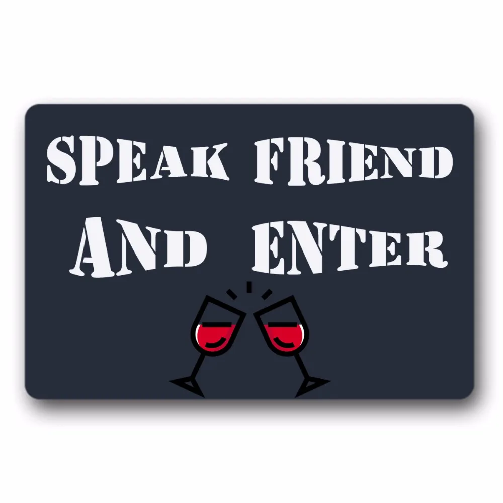 

Entrance Floor Mat Non-slip speak friend and enter Wine Door Mat Outdoor Indoor Rubber Mat Non-woven Fabric Top 15.7x23.6 Inch