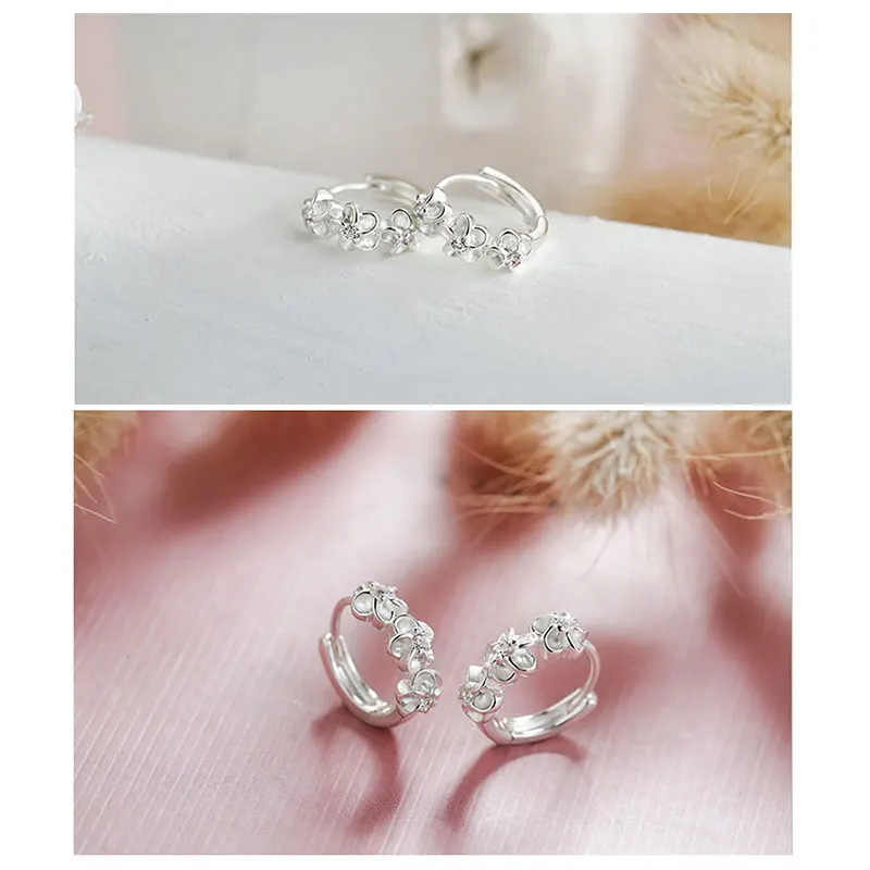 Sa silverage натуральная 925 серебро Fine Jewelry Серьги кольца для женщин три цветка круг AAA CZ