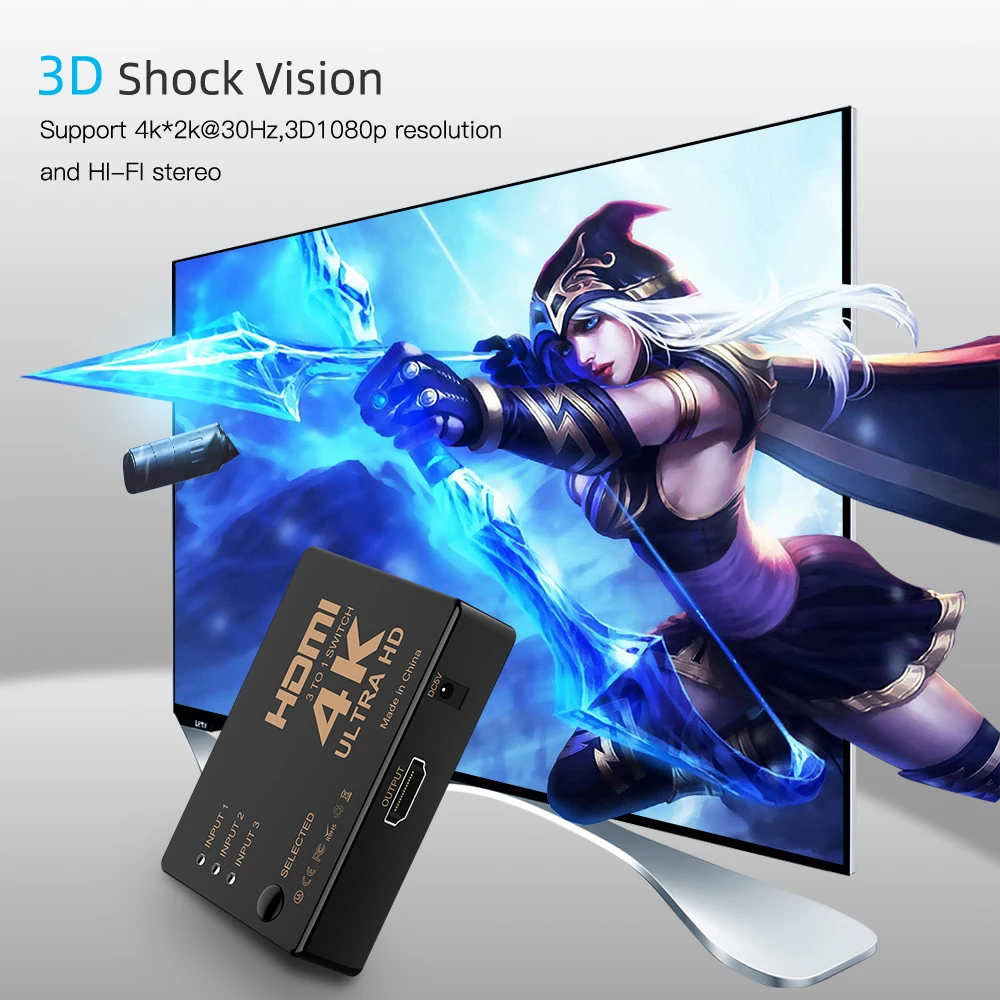 4 K/2 K/1080 P HDMI сплиттер 3 входа 1 выход концентратор HDMI видео переключатель для дисплея DVD HDTV для Xbox PS3 PS4