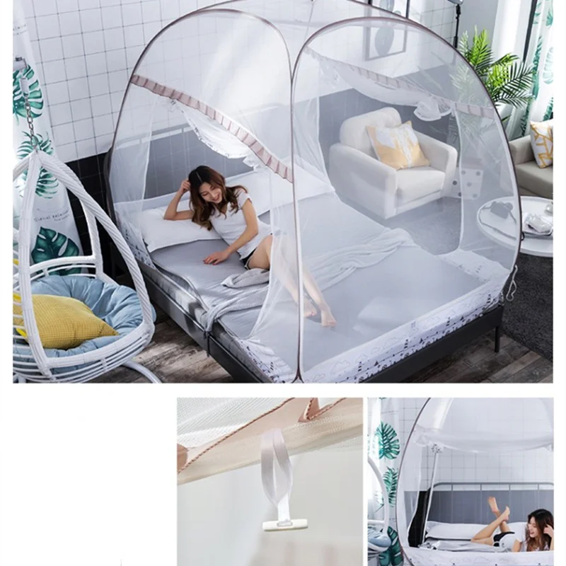 

Large Capacity Folding Mosquito Net Bi-parting Mosquito Netting Yurt Mosquito Net King/queen Size Bedding Canopy Adults Bed Tent