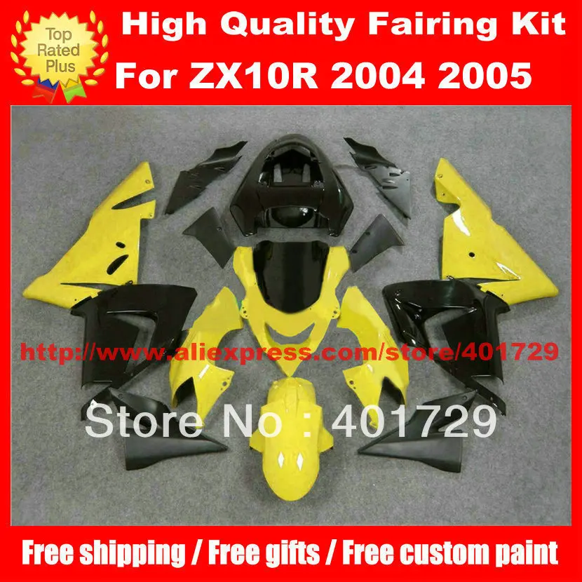 Обтекатели для мотоцикла Ninja ZX10R 2004 2005 детали 04 05 ZX 10R глянцевый желтый/черный