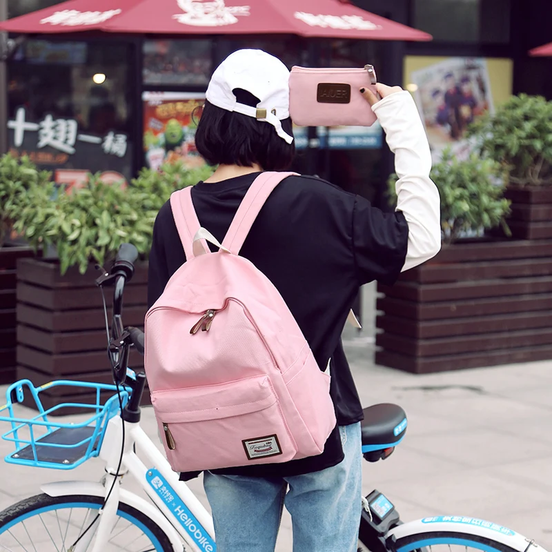 Новые рюкзаки Девочек-Подростков Школьного Рюкзака Для женщин холст элегантный
