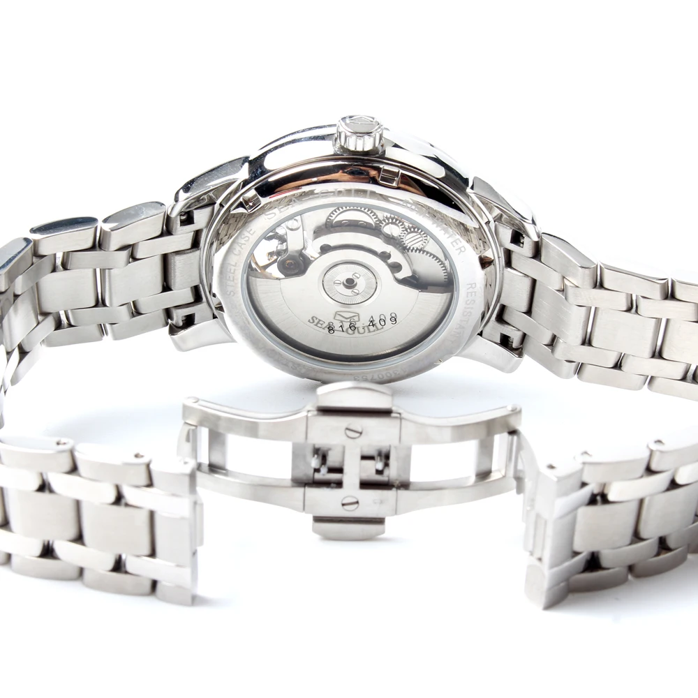 Часы Seagull Grande с датой маховик самоходный скелет 3 руки автоматические