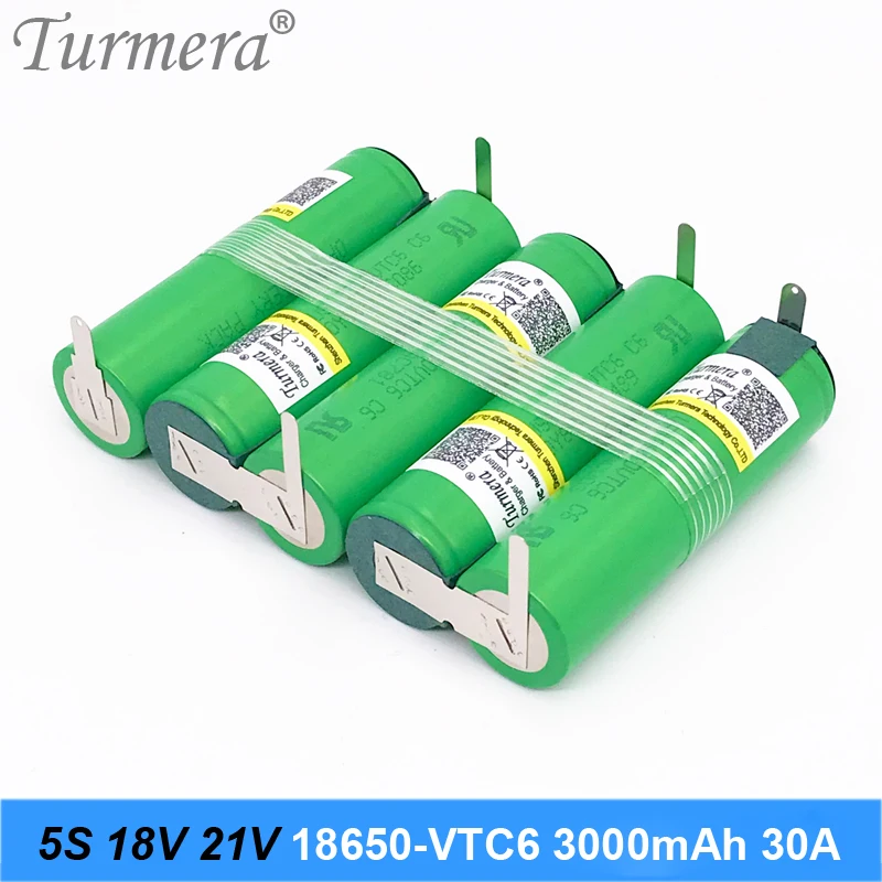 5s 18v 21v батарея 18650 пакет vtc6 3000 мАч 30a пайки для отвертка батареи и пылесос по