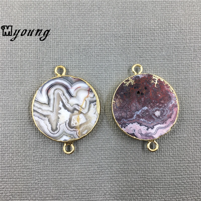 Натуральный камень Моксико сумасшедшие Агаты круглая пластина подвеска