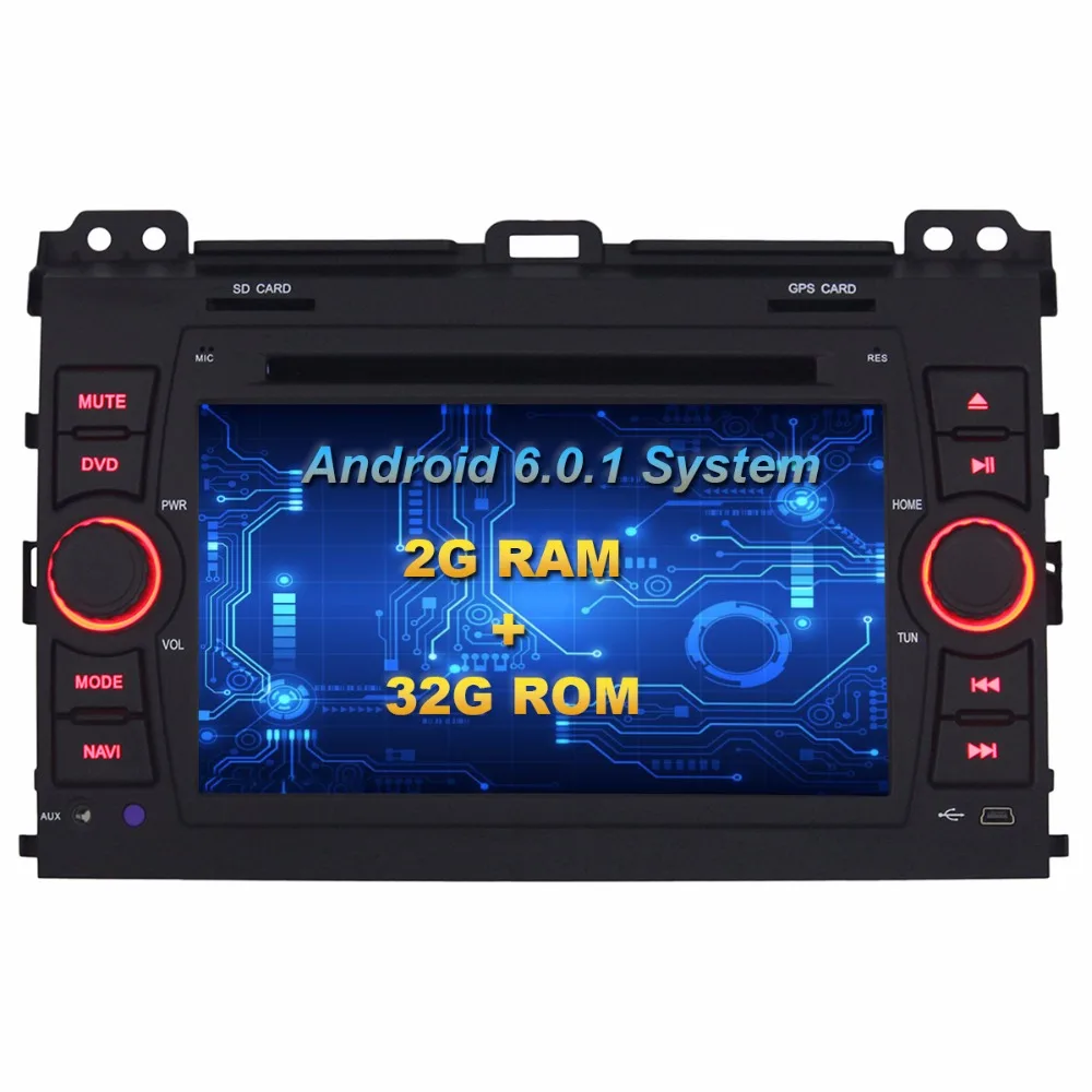 2 г + 32 4 ядра DIN Android 6.0.1 Car Радио стерео для Toyota Prado 2008-2011 7 дюймов 1024*600 Автомобильный