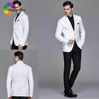 summer classic white linen mens suits black pants blazer jacket custom made terno masculino slim fit groom tuxedos costume homme