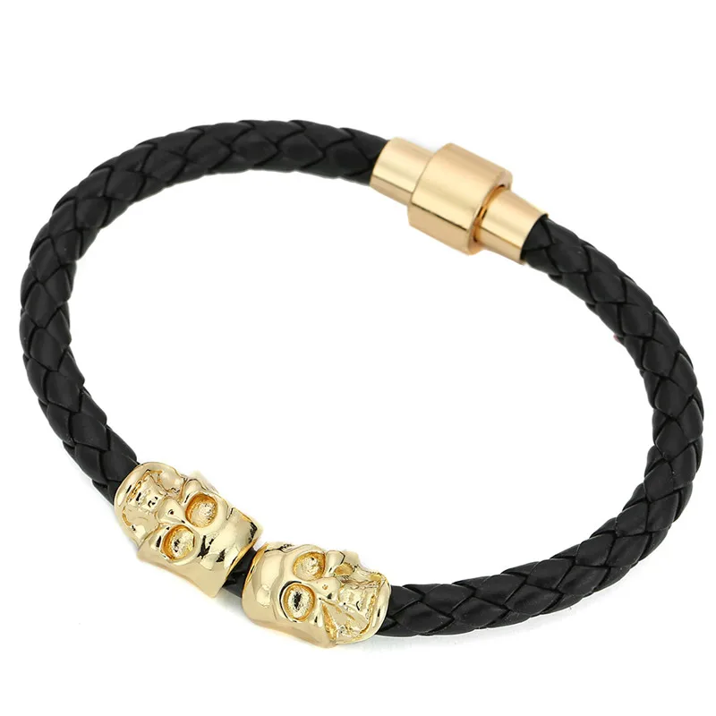 Прямая поставка Модный магнитный браслет в стиле панк с двумя черепами ювелирные