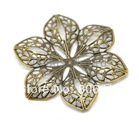 best quality 30 pcs bronze tone filigree flower wraps connector embellishments jewelry findings 60x53mmw03488 x 1