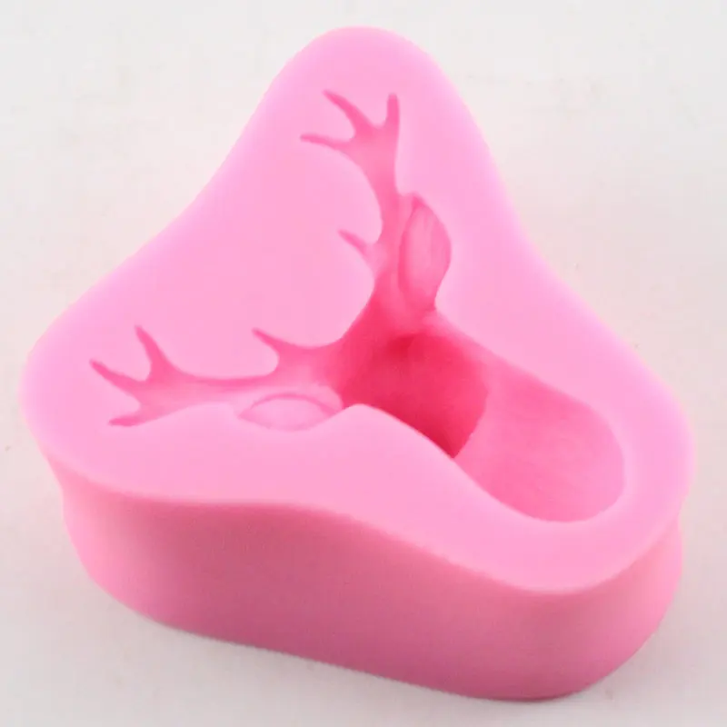 Силиконовые 3D формы в виде головы оленя форма рождественского для помадки свечи