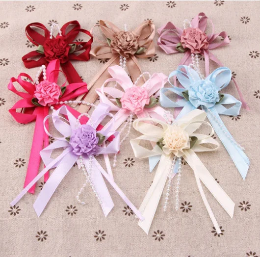 Атласный цветок с бантом в подарочной упаковке (12*7 см) украшение подарочная