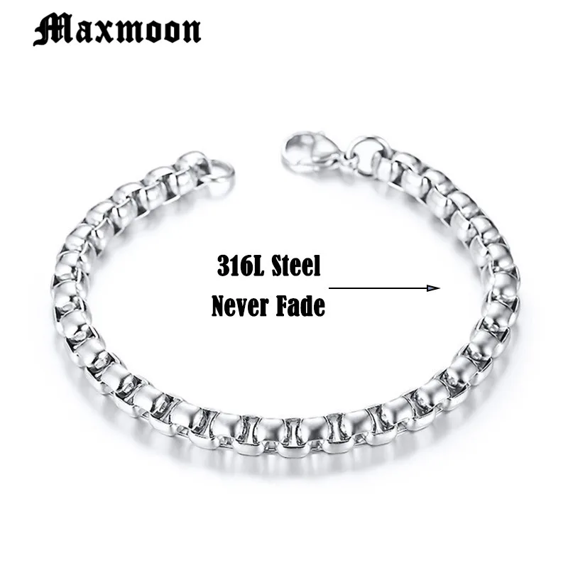 Браслет Maxmoon из нержавеющей стали для мужчин и женщин квадратный браслет-цепочка