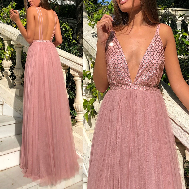 Элегантное праздничное вечернее сексуальные дамские женские на бретельках без