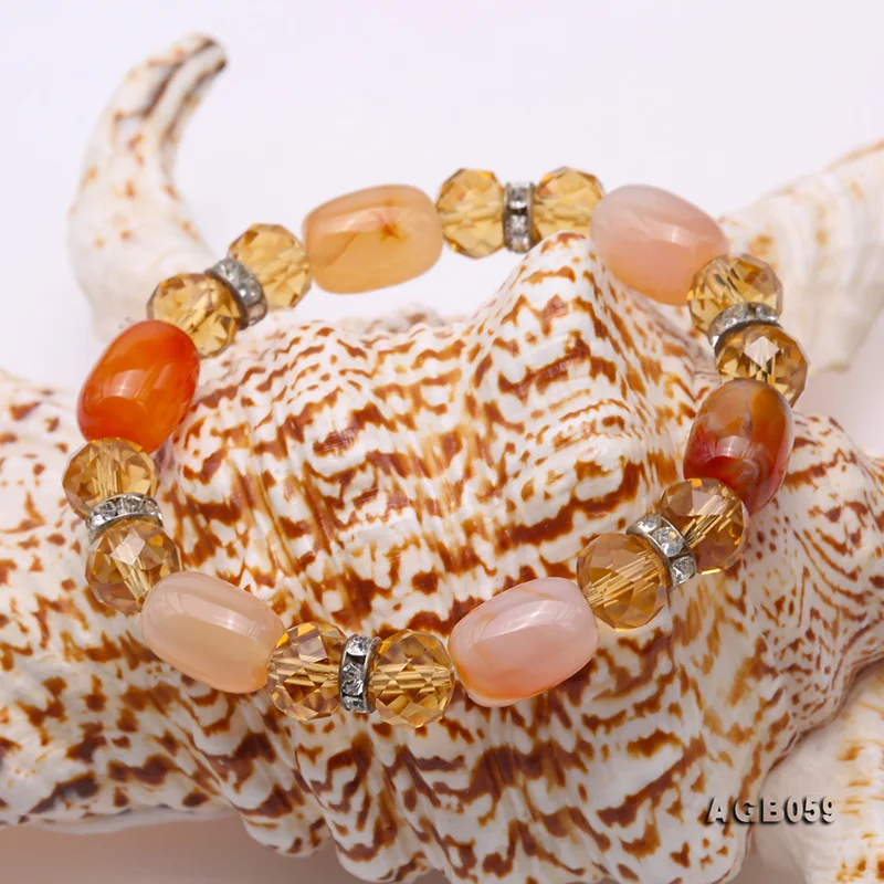 Fashion 10*14mm Colorful Irregular Nature Agate Beads Bracelet Gemstone Wristaband Handmade Women Jewelry 8&quot | Украшения и