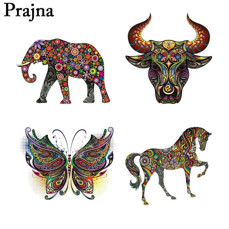 Prajna Ретро мода слон Железный патч Мандала рок животное теплопередача бабочка