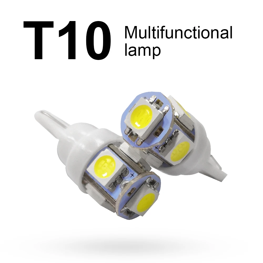 Roadsun 10 шт. T10 Led W5W 194 SMD5 5050 двери автомобиля сигнальная Лампа Купол Чтение номерного знака светильник парковочная лампа авто Клин просвет
