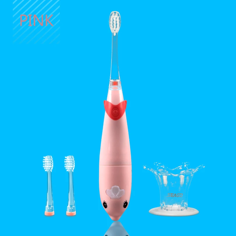 pink SEAGO электрическая зубная щетка для детей музыкальная детская зубная щетка умный таймер звуковая зубная щетка с мягкой щетиной водостойкая щетка - Цвет: pink