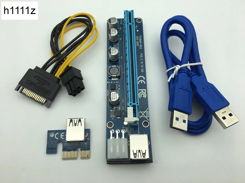 

Riser 008C PCI-Express 1X to 16X PCI-E Extender Riser Card 60CM USB 3.0 Cable SATA 15Pin to 6Pin Power for BTC Antminer Mining