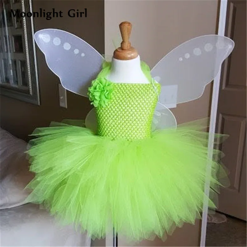 Green Fairy Costumes Wings Flower Girl Tutu Dress Halloween Costume For Kids St. Patrick's Day Party Dresses PQ032 | Детская одежда
