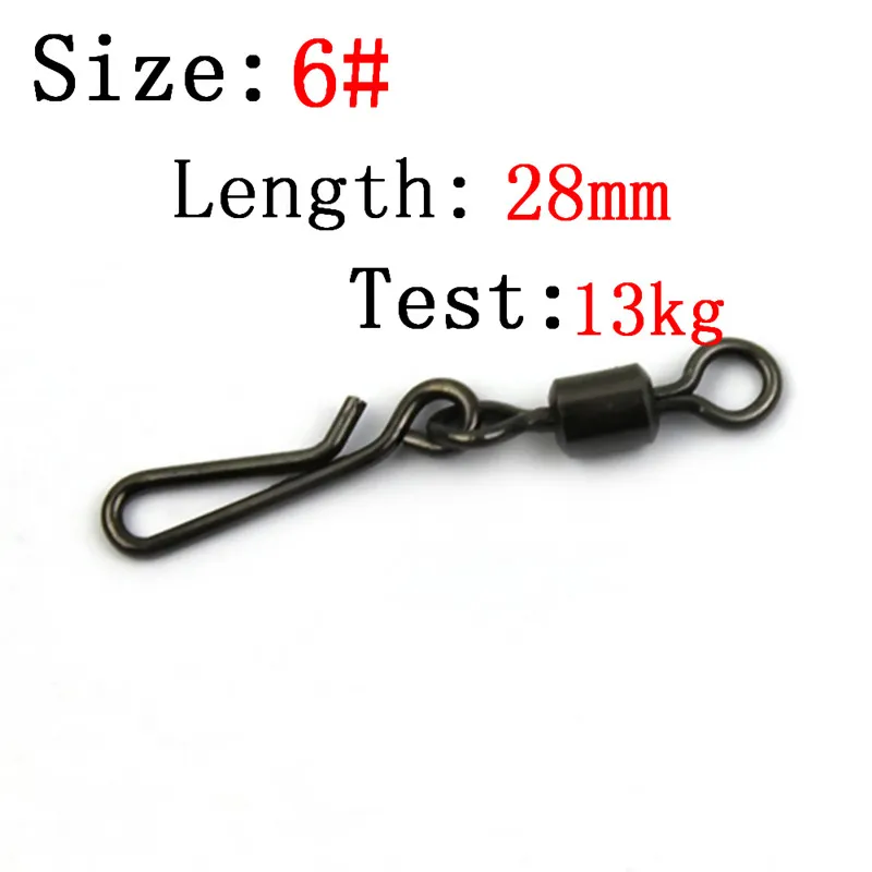 Size 6 28mm 13kg JOSHNESE 50 шт. рыболовные шарниры Роллинг поворотный карабин Размеры 8/6/4/2 крючок приманки разъема снасти поворотные рыболовные - Цвет: Size 6 28mm 13kg