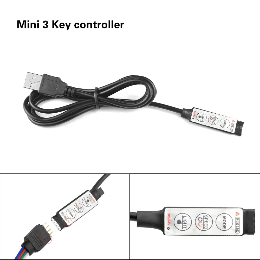 USB Светодиодные ленты аксессуары RGB пульт дистанционного управления ИК 5В USB разъем светодиодный 3/17/24 клавиши USB кабель для светильник полоски 5050 2835