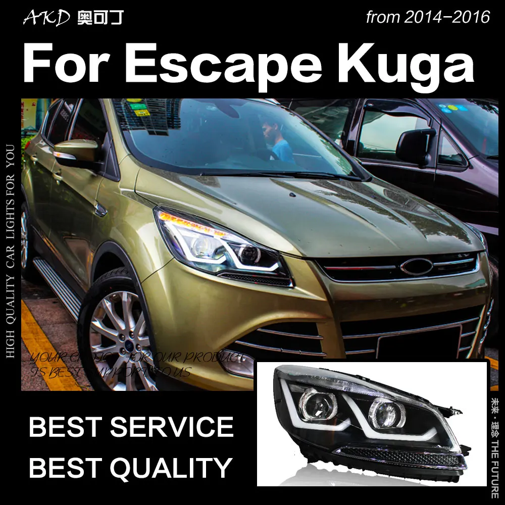 AKD автомобильный Стайлинг для Ford Escape фары- Kuga светодиодный фонарь DRL Hid головной фонарь Ангел глаз биксеноновый луч аксессуары