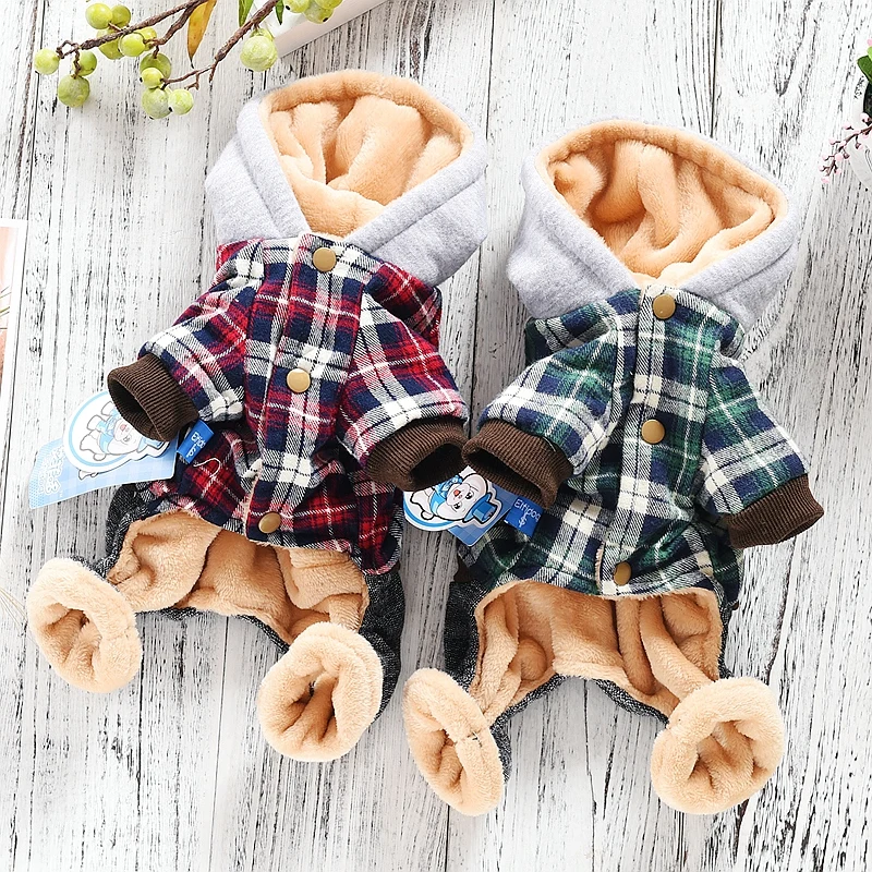 Пальто для маленьких собак куртка одежда костюм в клетку теплый мягкий хлопковый