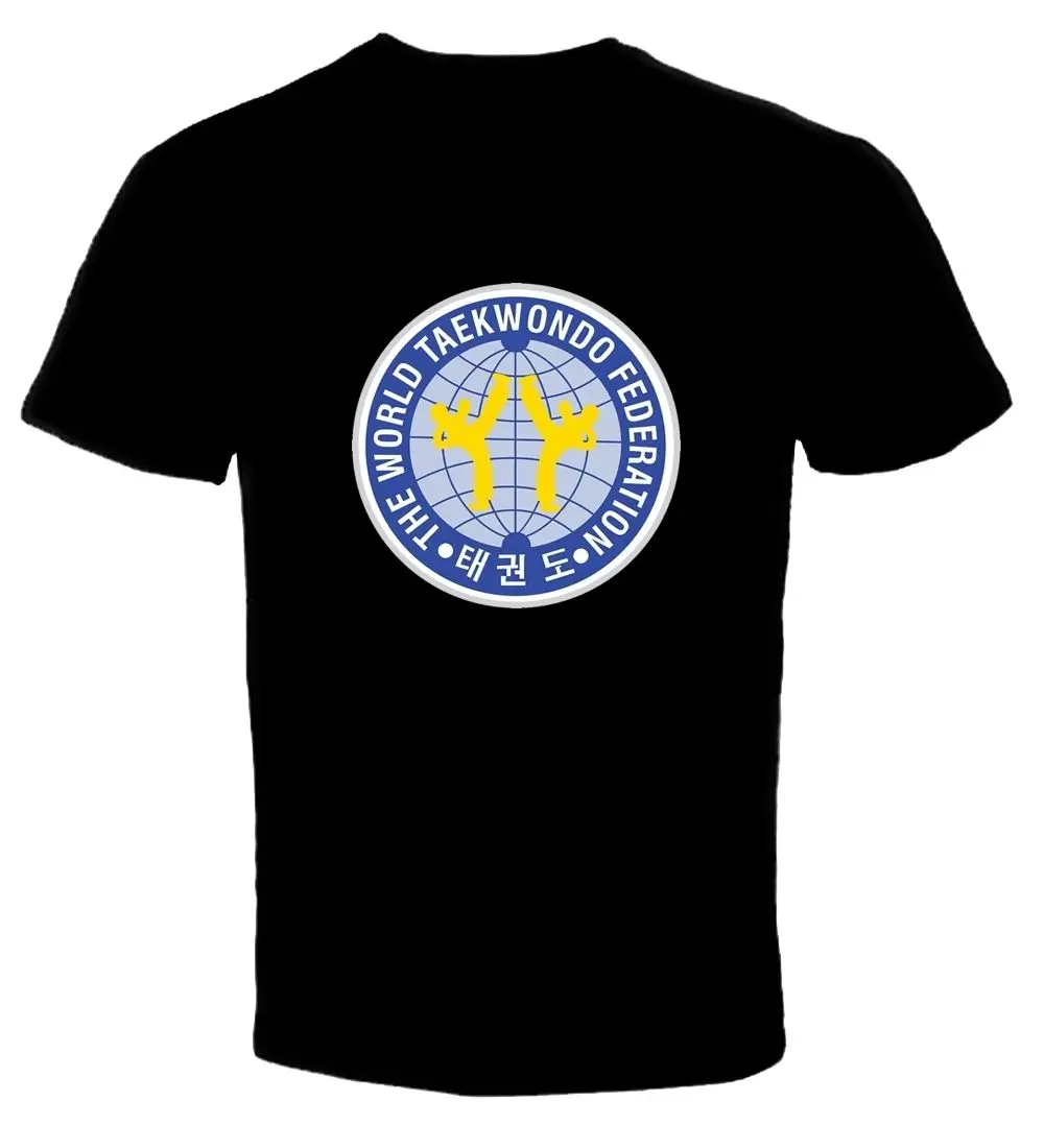 Мир Федерация тхэквондо 2 черный Для мужчин футболки короткий рукав o образным