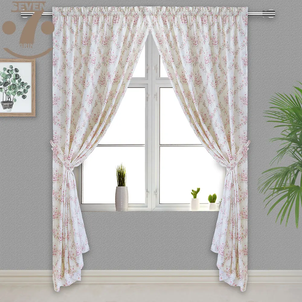 1Pcs Modern Style Smooth Jacqurd Cloth Blue Pink Color Window Curtain For Living Room Bedroom | Дом и сад