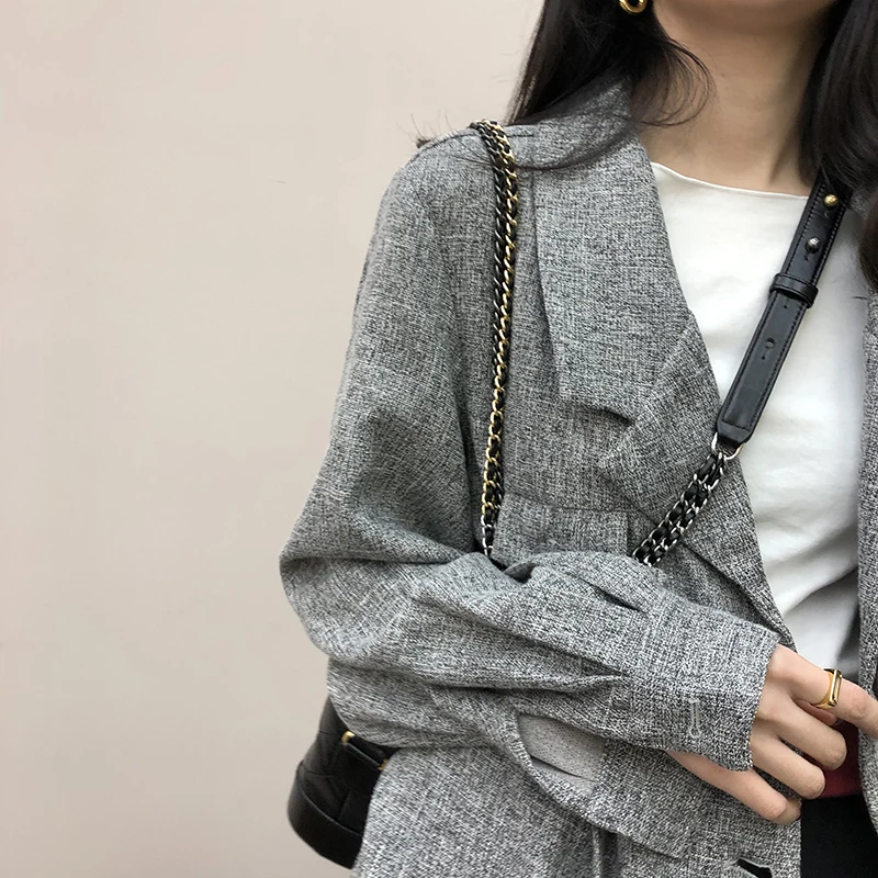 GETSPRING Женское пальто Женский костюм с рукавом фонариком бандажный хлопок женские