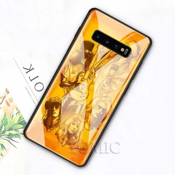 015 Чехол из закаленного стекла для samsung Galaxy S10e S10 S8 S9 Plus Note 9 10 A50 A70, чехол для телефона guns N Roses, роскошный стеклянный чехол - Цвет: 015