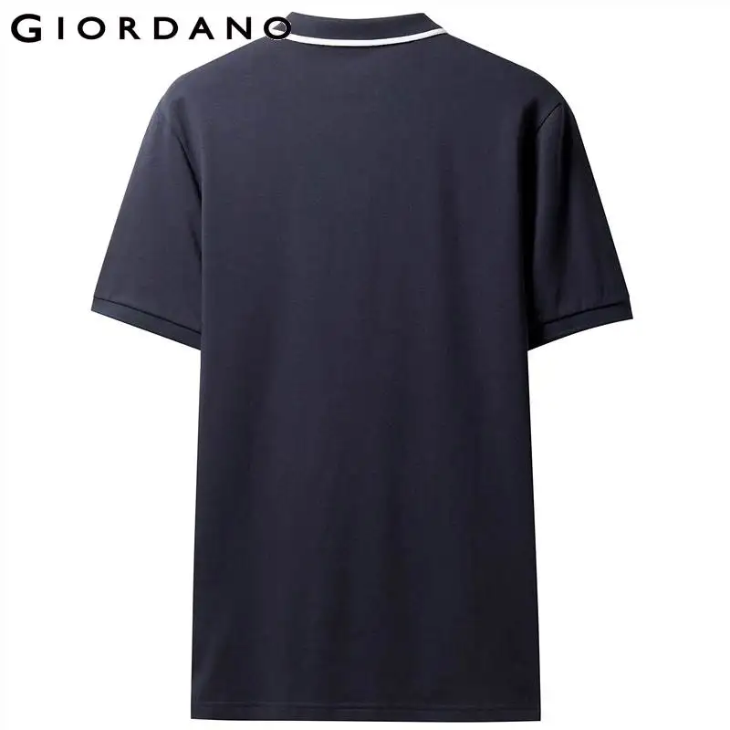 Giordano стрейчевая быстросохнущая футболка Poloс принтом на груди и короткими