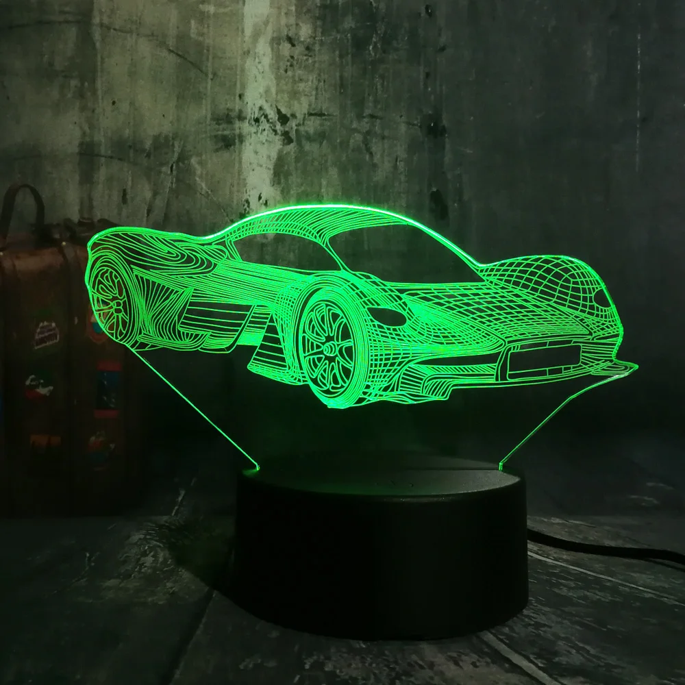 Новинка, стильный современный автомобильный 3D светодиодный ночник Feerrari, 7 цветов, сменный сенсорный Настольный светильник для дома, вечерние, декор для мальчиков, подарок на день рождения