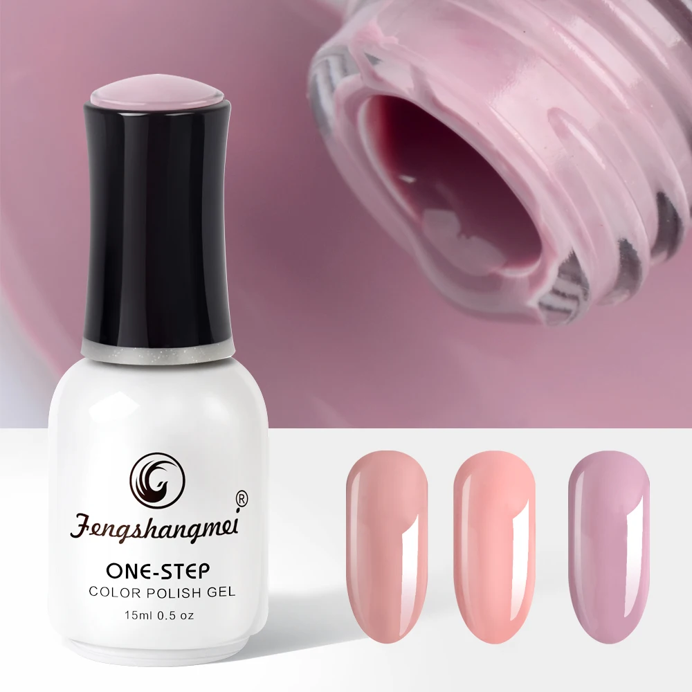 

Fengshangmei One Step Gel Nail Polish 3 in 1 Color UV Led Varnish Soak Off Smalto Nail Gel 15ml