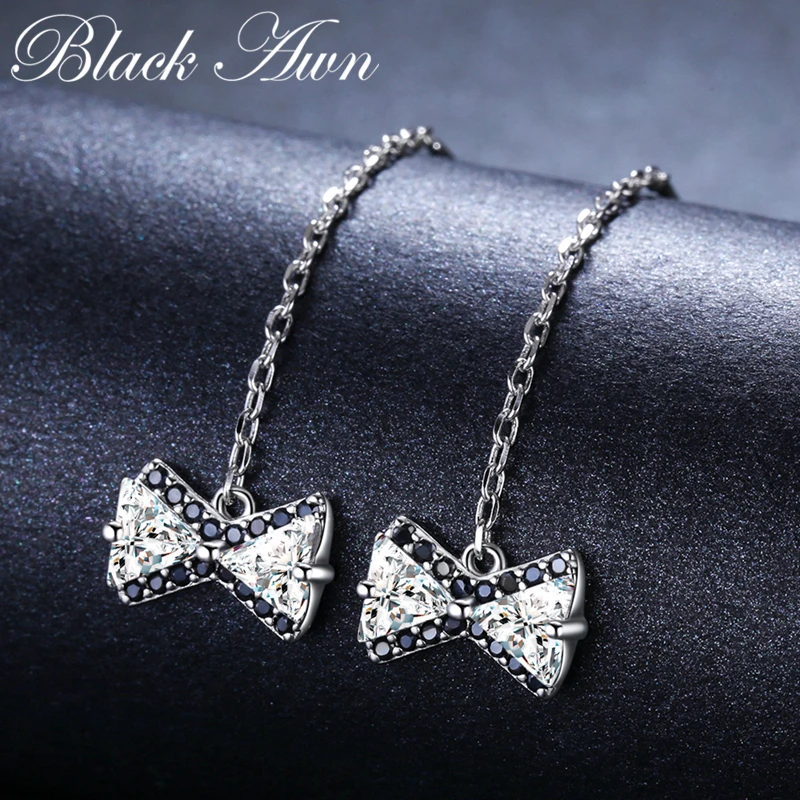 Romancit женские серьги-подвески с бантом 1 9 г из стерлингового серебра 925 пробы