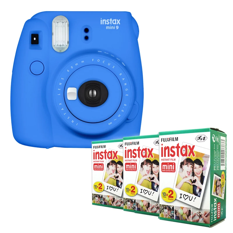 Моментальная Камера Fujifilm Instax Mini 9 Cobalt Blue + фотопленка Fuji 60 с белыми краями|instant