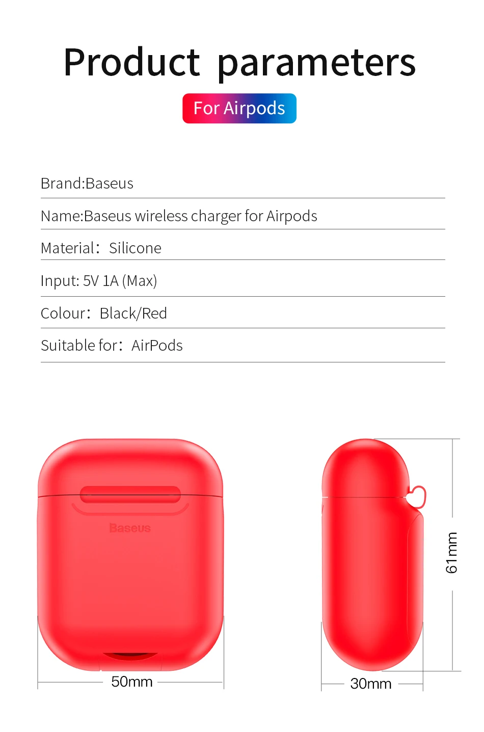 Baseus Qi беспроводной зарядный чехол для Airpods противоударный силиконовый защитный чехол для Airpod Air pods Coque с проводной зарядкой