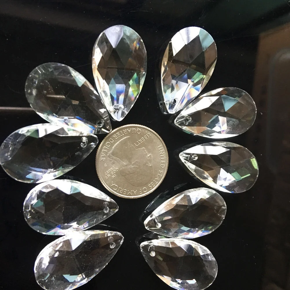 10 шт. Tear Drop 28 мм прозрачная стеклянная кристаллическая Призма DIY подвесные украшения для люстры Suncatcher разделитель граненый