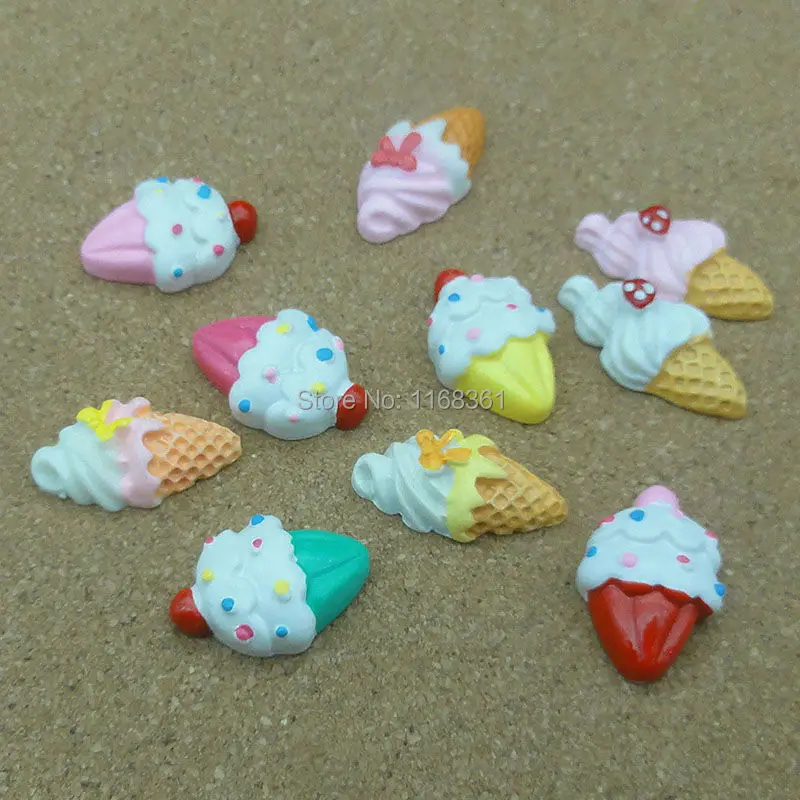 5 шт./лот плоская задняя Смола красочные Icecream смешанные размеры имитация еды