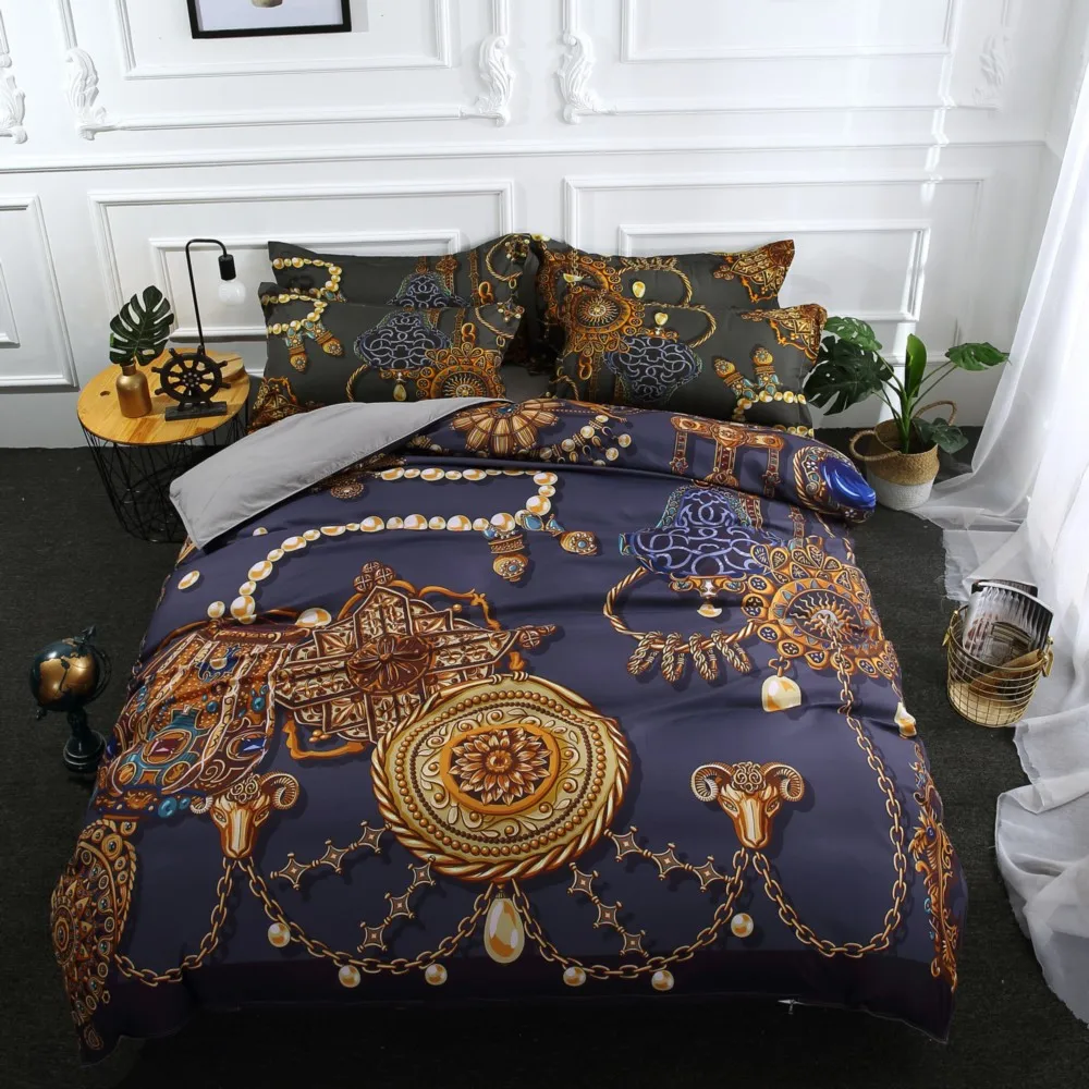 Prezzo Trasporto Di Goccia 3D Stampa Digitale Copripiumino Federe Della Boemia Fiore Blu Morbido Letto Coperture 3/4 Pz D43 Della Boemia Carillon Di Vento