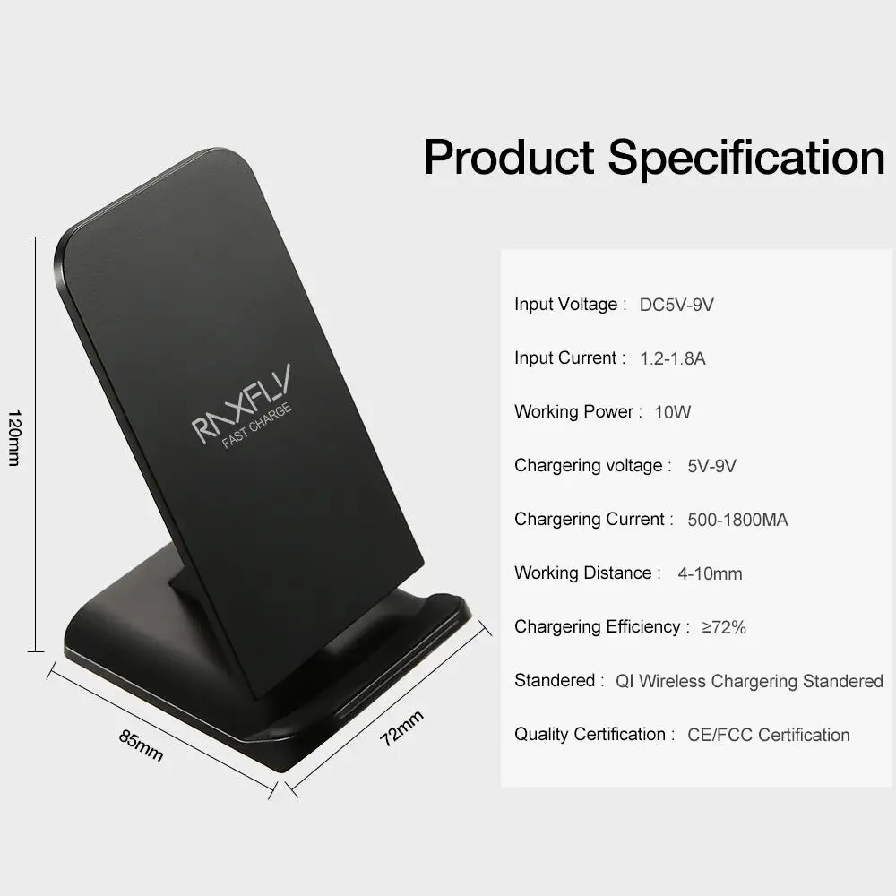 RAXFLY QI Беспроводной Зарядное устройство для iPhone XR 8 xsmax samsung S9 S8 S7Edge Note 9 Быстрое