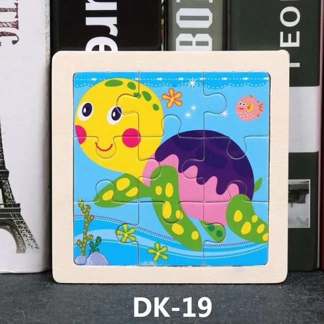 DK-19 9 ломтиков, простая деревянная головоломка, мультяшное животное, деревянная игрушка для детей, для раннего обучения, игрушки, подарок DK-M500 - Цвет: DK-19