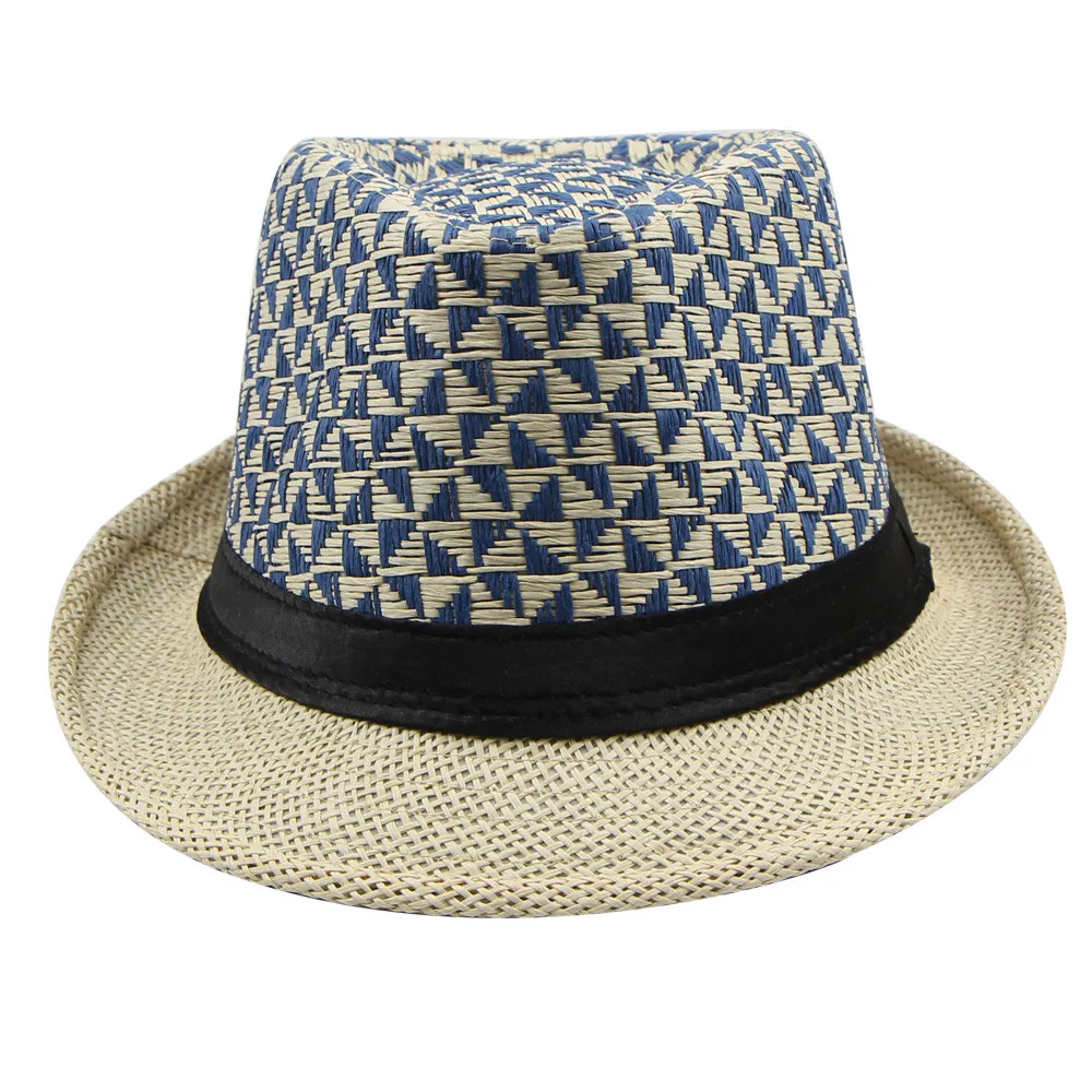 Модная весенне летняя мужская соломенная шляпа в клетку|Женские пляжные шляпы| |