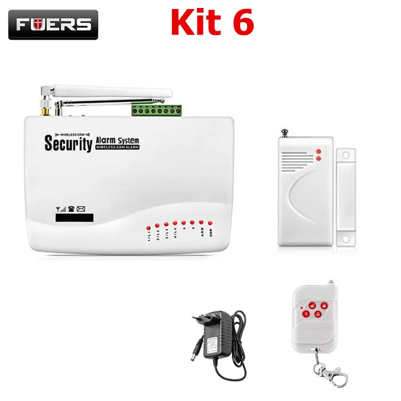 kit 6 FUERS беспроводная домашняя GSM система охранной сигнализации комплект управления с приложением автоматический набор детектор движения датчик охранная сигнализация - Цвет: kit 6